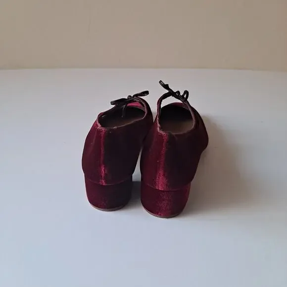 NWOB J. Crew Velvet Bow Tie Heeled Mary Janes Shoes Burgundy Red Womens Size 9.5 - Picture 5 of 16